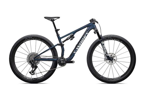 Specialized S-Works Epic 8  - SRAM XX SL AXS, RockShox Ultimate Flight Attendant Gloss Cyan Blue Pearl / Metallic White Silver S